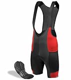 AERO|TECH|DESIGNS | Men's Gel Touring Padded Cycling Bib-Shorts | Standard Inseam | Medium | Red