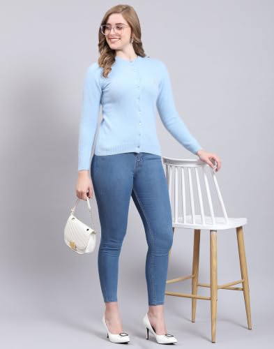 Image of Monte Carlo Women Regular Fit Full Sleeve Solid Round Neck Winter Cardigan (Pack of 1)