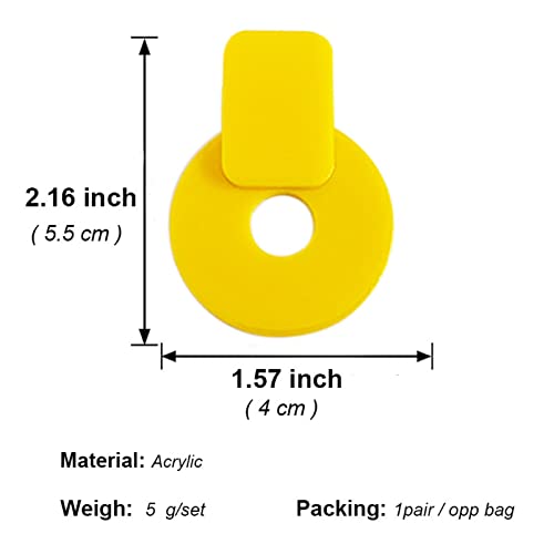 Onlyjump 70S 80S 90S Neon Circular Earrings Retro Earrings For Women Girl Lightning Classic Circle Retro Neon Earring Earring Halloween Party Costume Accessory (Yellow) #TOP5