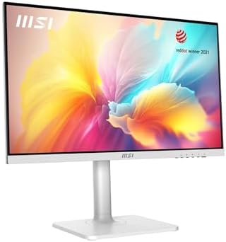 MSI Modern MD2412PW 24-inch IPS 1920 x 1080 (FHD) Computer Monitor, 100Hz, Adaptive-Synch, HDR Ready, HDMI, USBC 15W Power Delivery, Speaker, VESA Mountable, Height Adjustable, 1ms, White