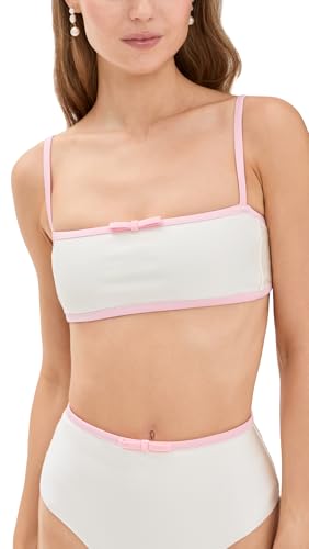SHANI SHEMER Women's Sia Bikini Top, Cream and Candy Pink, S