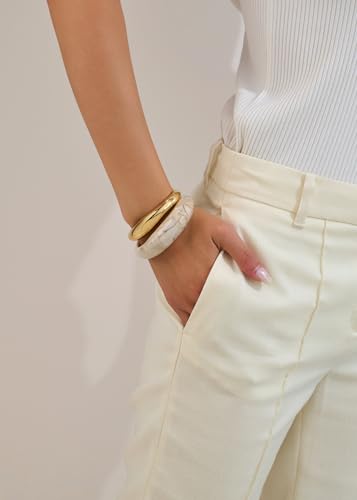 Chunky Bangles Bracelets for Women Cuff Dainty Acrylic Gold Wide Minimalist Jewelry Statement Colorful Resin Bangles for Party or Gifts Style-1 — view 3