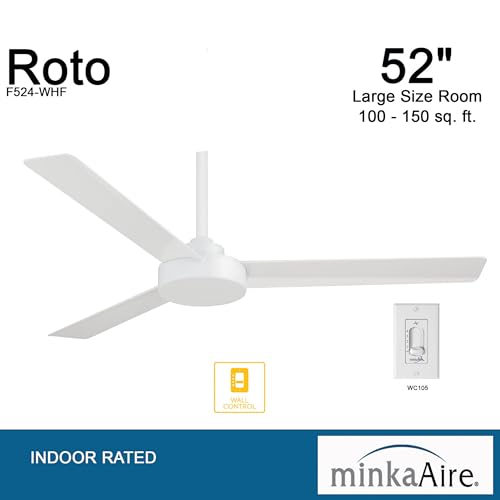 Minka-Aire F524-WHF Roto 52" Ceiling Fan with Wall Control, Flat White thumbnail 6