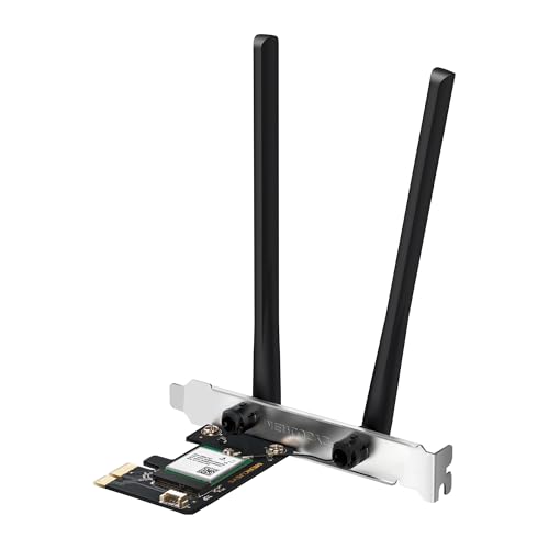 Mercusys MA70XE Carte Wi-FI PCIe Wi-FI 6 AX1800 Double Bande, Bluetooth 5.4, Antennes Haute Performance, WPA3, Compatible PC Windows 10/11