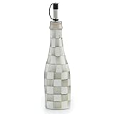 MACKENZIE-CHILDS Farmhouse Oil Cruet, Ceramic Oil-Dispenser Bottle, Gray-and-White Sterling Check