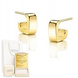 ZELYA Pendientes cuadrados geométricos para mujer de oro – Set de regalo para ella con grabado dedicatoria personalizado, plata 925/585 chapada en oro sobre pasador