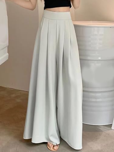 Betusline Women's Culottes High Waist Casual Pleated Wide Leg Palazzo Long Pants4