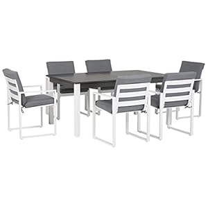 Gartenmöbel-Set Aluminium 6 Personen Grau/Weiß