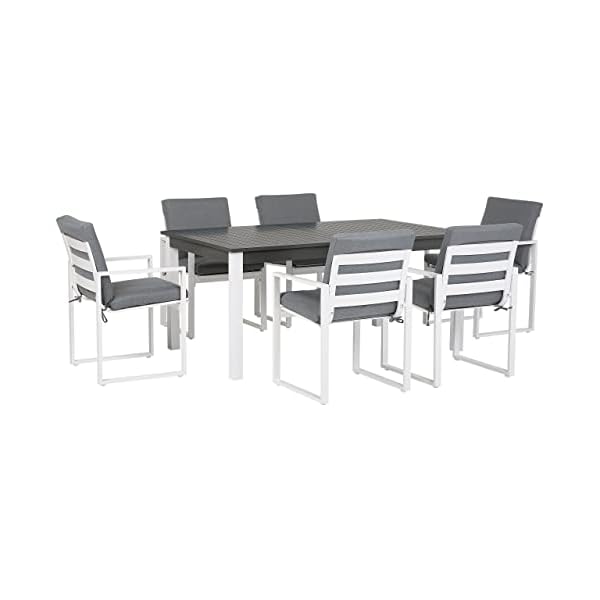 Gartenmöbel-Set Aluminium 6 Personen Grau/Weiß