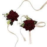 Campsis Wedding Wrist Corsage Bridal Wrist Flower Bride Hand Flower Decor for Bridesmaid Prom Party...