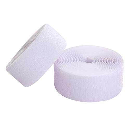 Sew on Hook and Loop Style 2 Inch Non-Adhesive Back Nylon Strips Fabric Fastener Non-Adhesive Interlocking Tape White,5 Yard - Thumbnail 2
