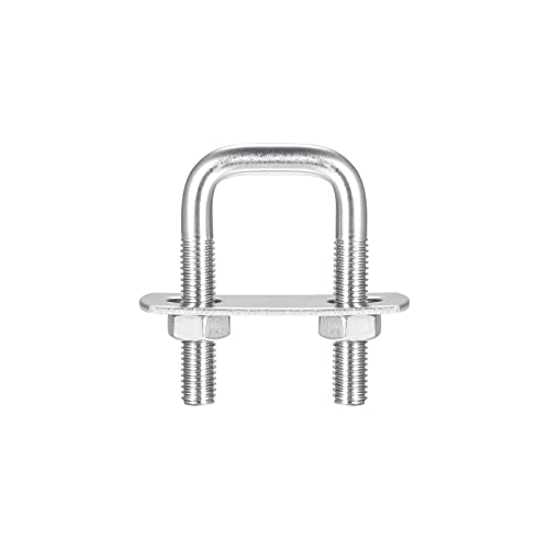 Image of uxcell Square U-Bolts, 3 Sets 27mm(1.06 inch) Inner Width 50mm Length M8 304 Stainless Steel U Clamp Bolt with Nuts and Plates, for Boat Trailer