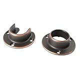 Cosnys 1 Pair Heavy Duty Oil Rubbed Bronze Zinc Closet Pole Sockets Rod End Support Flange Rod Holder Set Wall Mount Pipe Bracket with Screws for Closet Wardrobe Shower Curtain Rod (Fit 33mm 1-1/4',)
