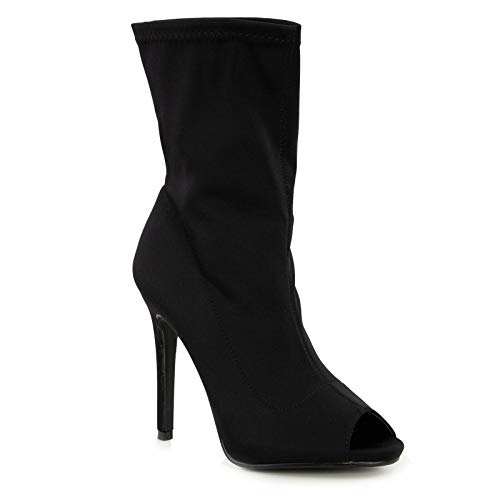  Toocool - Scarpe Donna Stivaletti Tronchetti Elasticizzati Tacchi Alti P1AX3867-6 [39,Nero]