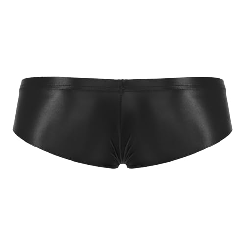 Moily Men's Sexy Pouch Low Rise Briefs Pantie Shiny Glossy Swim Trunks Swimwear Bottoms Underpants Black Medium2