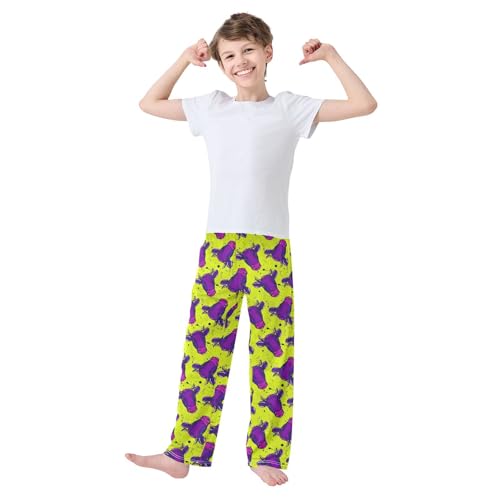 ZZXXB Cow Boys Long Pants Soft Trousers Elastic Waist Kids Lounge Bottoms with Pockets S-XL2