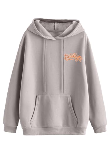 Image of JUNEBERRY Cotton Poly Fleece Oversized Fit Black, Green, Magenta, Mustard, Orange, Purple, Blue, Off White & Grey Graphic Printed Full Sleeve Hoodie for Women