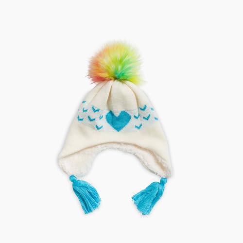 Turtle Fur Toddler Girls Sophie Plush Fleece Lined Earflap Faux Pom Beanie