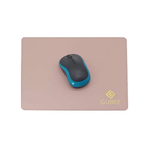 GUBEE Alfombrillas de ratón 270x220x2 mm, Alfombrilla de Cuero para Juegos de PU, Alfombrilla de ratón Antideslizante Resistente al Agua de diseño Liso para Oficina, hogar y Viajes (Rose/Argent) Cover