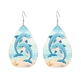 Pendientes De Piel Linda Playa De Delfines Azules Moda Pendientes De Cuero Elegancia Aretes De Cuero Con Forma De Gota Para Mujeres Decoración Vida Cotidiana
