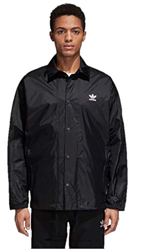 adidas Originals Men's Trefoil Coach Windbreaker Rain Jacket (X-Large, Black)