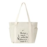 [Wnicek] キャンバスショルダーファスナー付柄入り てさげかばん インスピレーションを与える英語 誕生日 プレゼント 耐荷重 レディース推し活バッグ 普段使い 買い物 旅行 通勤 ビジネス ショルダーバッグ