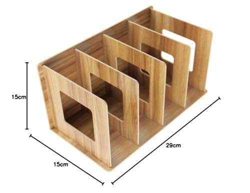 YJZQ Stehsammler Abnehmbar Stehordner Zeitschriftensammler aus Holz DIY Archivsammler Schreibtischorganizer mit 4 Fächer Katalogsammler für Buch Magazin CD Halter