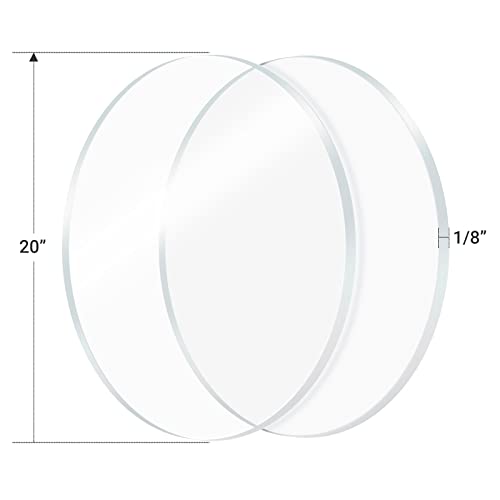 Image of 2 Pieces 1 /8 inch Round Plexiglass Sheet, 20 Inch Diameter Clear Acrylic Circle, Round Cake Disk Acrylic Sheet, Plexiglass Table Top, Acrylic Backdrop