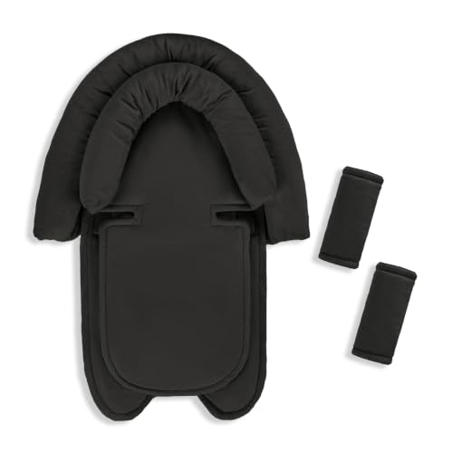 Image of Baby Car Seat Head Support for Newborn, GFU 2 in 1 Infant Car Seat Head Body Support with Strap Pads, Soft Stroller Cushion Pillow Insert for Girls, Fits for Stroller, Swing Black
