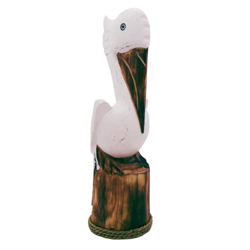 Figura decorativa Pelícano sentado madera 20 pulgadas
