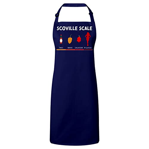 Tablier cuisine Scoville scale navy pour la préparation de plats épicés