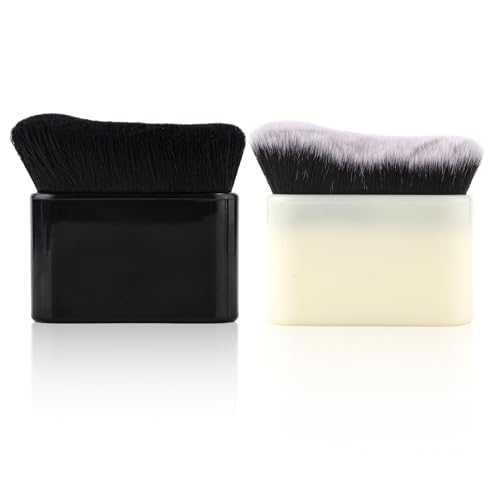 2pcs Self Brushes, Liquid Foundation Body Makeup Blending Brushes Self Brush Applicator for Body Face (Black, White)