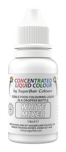 Sugarflair Edible Droplet Paint White - Colorante Alimentario Líquido, Colorante para Paste de Azúcar, Pasta de Goma, Glaseado - Se puede Utilizar con Aerógrafo - 14ml