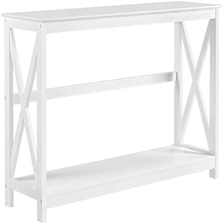 Yaheetech Slim Console Table 2 Tiers Telephone Sofa Table Wood Hallway Table with Storage Shelf for Living Room, White