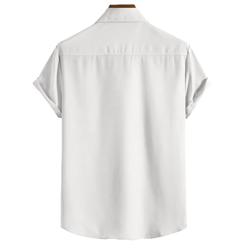 Image of ZEKU Men's Butterfly Floral Print Cotton Blend Short Sleeve Casual Shirt, Regular Fit, White