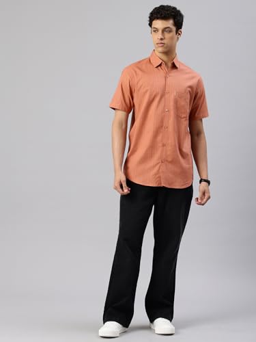 Image of Majestic Man Men's Pure Cotton Dobby Weave Checks Slim Fit Half Sleeve Casual Shirt