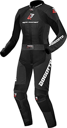 Bogotto Losail Dwuczęściowy damski skórzany kombinezon motocyklowy, czarny, 40