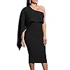 GOBLES-Womens-Summer-Sexy-One-Shoulder-Ruffle-Bodycon-Midi-Cocktail-Dress GOBLES Women's Summer Sexy One Shoulder Ruffle Bodycon Midi Cocktail Dress Black