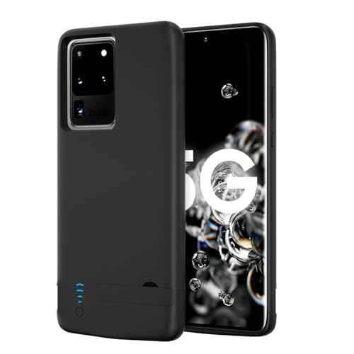 Battery Case for Galaxy S20 Ultra, Extended Charging Cases for Samsung Galaxy S20 Ultra 6000mah Rechargeable External Backup Power Bank Charger Cover, Black