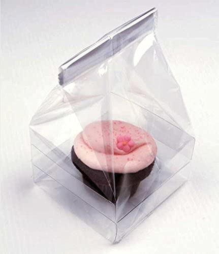 ClearBags 4" x 4" x 9" Single Cupcake Bag Set (100 Sets) | Clear Single Cupcake Carrier | Gift Bag for Cupcakes Cookies, Treats, Cookies | for Party Favors, Wedding Favor, Gifts | CBG1XL
