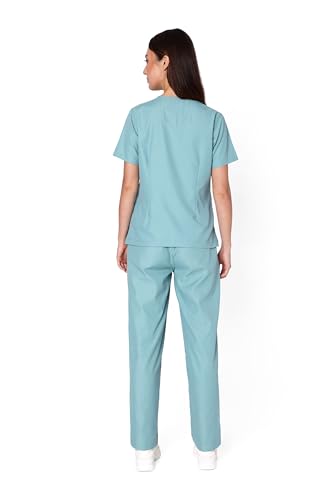 KNYA Classic Women's 5-Pocket New Gen Scrubsuit | V Neck | Flexibile & Comfortable Top & Bottom | Easily Accessible Pockets | Uniform for Doctors.