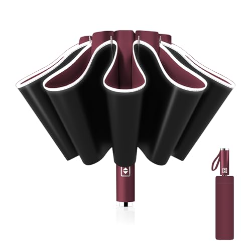 Pioggistar Parapluie Pliant Automatique 10 Baleines Rouge