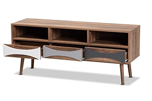 Baxton Studio Leane Brown Finished And Multi-Colored Wood 3-Drawer Tv Stand #TOP5