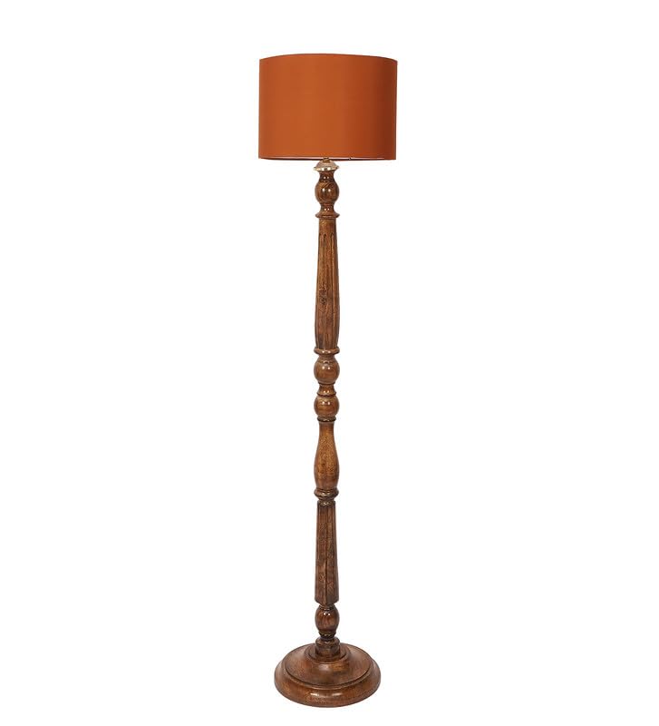 Image of tu casa Mango Wooden Floor Lamps with Choco Shade for Home Decor, Bedrooms Corner, Living Room, Gifting, Diwali Decoration, Hall, Office, Study Room (Height: - 56 inch) - Bulb not Included