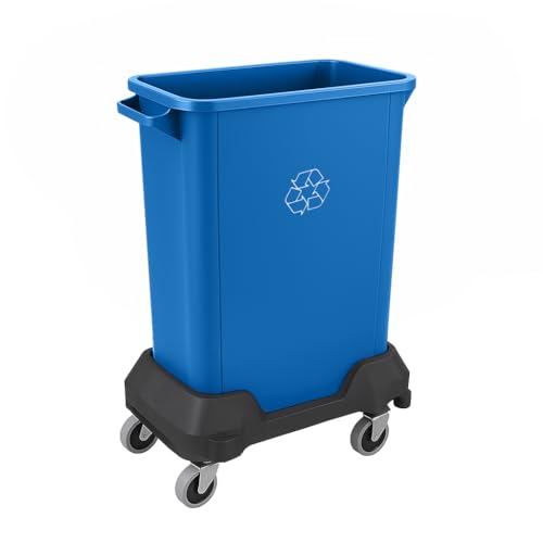 Image of 16 Gallon Slim Rectangular Garbage Can with Wheels - Blue