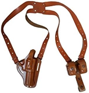 KHS305 Leather Vertical Shoulder & Belt Holster with Double speedloader Fits 357 Magnum