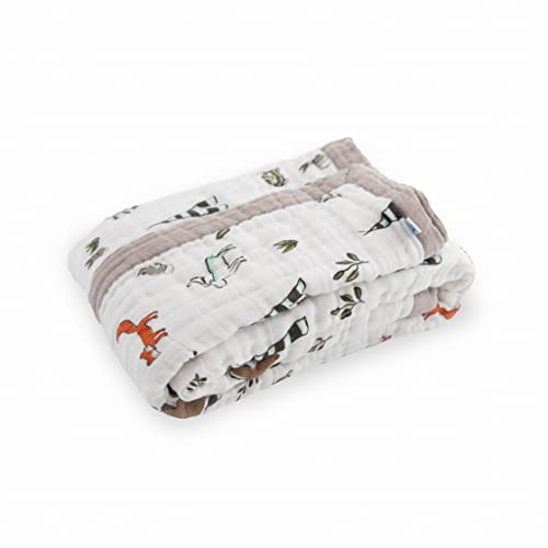 Little Unicorn Forest Friends Cotton Muslin Quilt Receiving Blanket | 100% Cotton | Super Soft | Babies And Toddlers | 30” X 40” | Machine Washable #TOP1