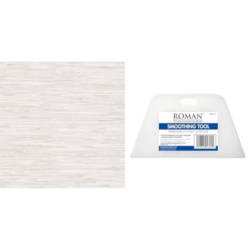 NuWallpaper NUS2875 Cream Grassweave Peel & Stick Wallpaper, Neutral & Roman’s Wallpaper Smoothing Tool for Home Improvement, Wallpaper Smoother for Installation, 7.75-Inch Wide, Plastic, White