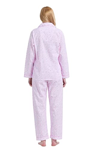 Image of GLOBAL Women Cotton Pajamas Long Sleeve PJs Button Down Sleepwear S-3XL
