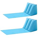 RunNico 2 Pack Inflatable Beach Mat Lounge Chair - Flocking Camping Leisure Lounger Back Pillow - Portable Beach Reclining Lounger for Lawn Outdoors Camping Picnic Travel(Blue)